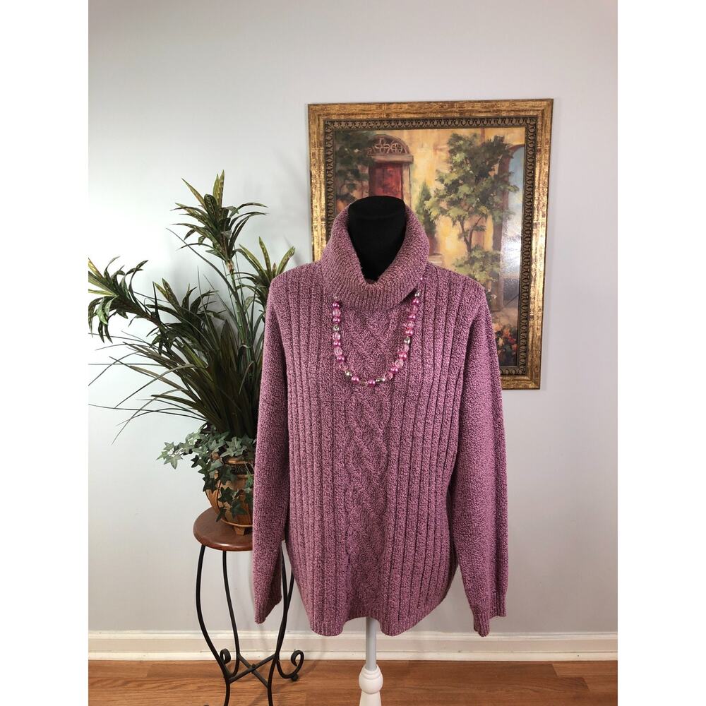 Carol Rose Sweater Women's Size 1X Purple Knit Turtleneck Pullover Minimalist